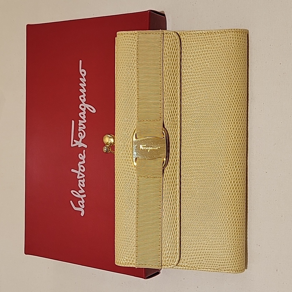Vintage Salvatore Ferragamo Yellow Leather Long Wallet
